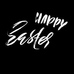 Obraz premium Happy Easter dry brush lettering for greeting card. Vector hand drawn illustration. Grunge inscription. Handwritten inscription.