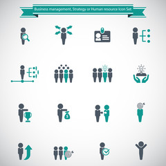 Fototapeta premium Business management, training, strategy or human resource icon set.
