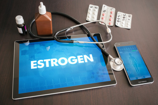 Estrogen (menstrual Cycle Related) Diagnosis Medical Concept On Tablet Screen With Stethoscope