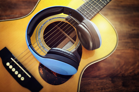 Guitar and headphones