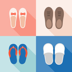 Set of shoes icon, for male, female, children and elderly, flat design vector