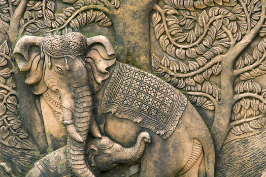 Stone carved elephants from Thailand
