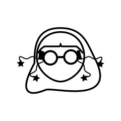 face girl funny glasses outline vector illustration eps 10
