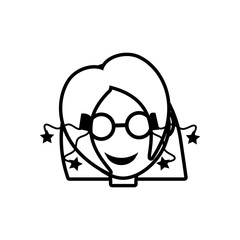face girl funny glasses outline vector illustration eps 10