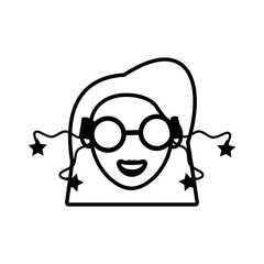 face girl funny glasses outline vector illustration eps 10