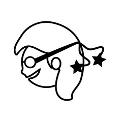 face girl funny glasses outline vector illustration eps 10