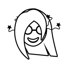 face girl funny glasses outline vector illustration eps 10