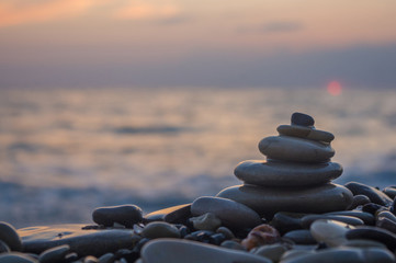 stack of zen stones on beach