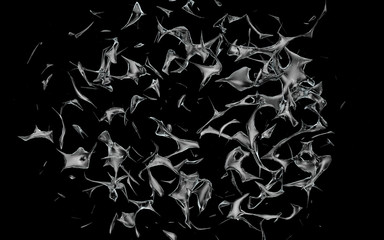 Explosion of the glass granade broken into pieces isolated on black background