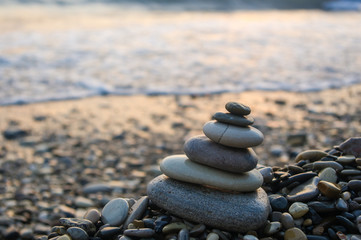 stack of zen stones on beach