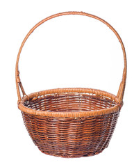 Wicker basket isolated on white background. 