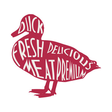 Duck Meat Label with text "Duck fresh delicious meat premium".