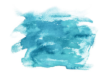 Abstract mint watercolor splash on white background