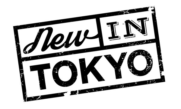 New In Tokyo rubber stamp. Grunge design with dust scratches. Effects can be easily removed for a clean, crisp look. Color is easily changed.