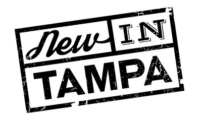 New In Tampa rubber stamp. Grunge design with dust scratches. Effects can be easily removed for a clean, crisp look. Color is easily changed.