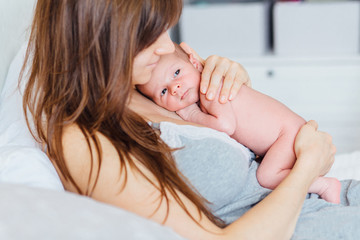 newborn baby and mother.