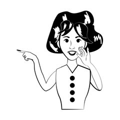 cartoon woman character posture line vector illustration eps 10