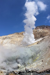 White fumaroles of the volcano Mutnovsky Kamchatka