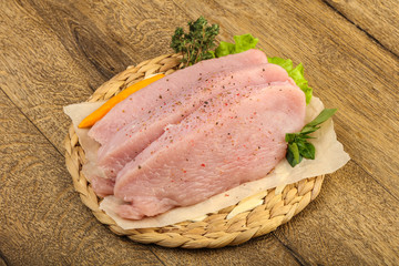 Raw turkey steak