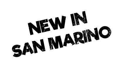 New In San Marino rubber stamp. Grunge design with dust scratches. Effects can be easily removed for a clean, crisp look. Color is easily changed.