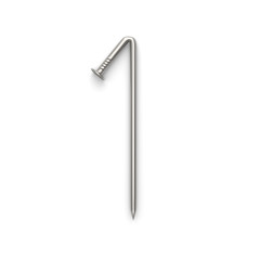 Number 1, Alphabet made from nails. 3D illustration