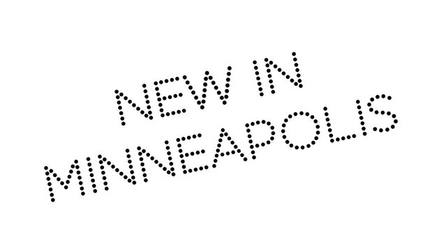New In Minneapolis rubber stamp. Grunge design with dust scratches. Effects can be easily removed for a clean, crisp look. Color is easily changed.