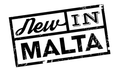 New In Malta rubber stamp. Grunge design with dust scratches. Effects can be easily removed for a clean, crisp look. Color is easily changed.
