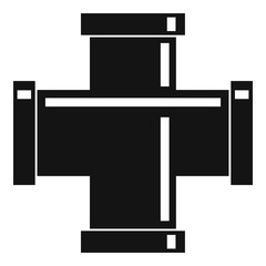 Black pipe fitting icon, simple style