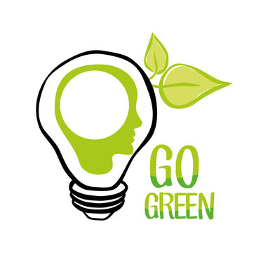 go green bulb human head ecology vector illustration eps 10