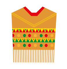 Poncho icon, flat style. Mexican traditional clothing. Isolated on white background. Vector illustration, clip-art
