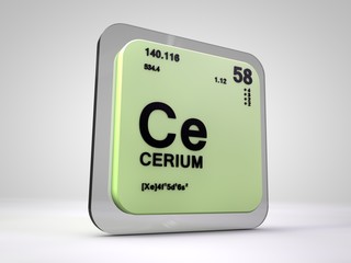 Cerium - Ce - chemical element periodic table 3d render