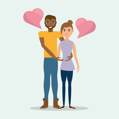 couple lovely with bubble speak heart shape vector illustration eps 10