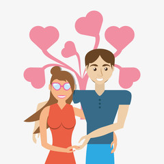 couple lovely with heart tree pink vector illustration eps 10