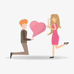 man proposal kneel woman bubble speech vector illustration