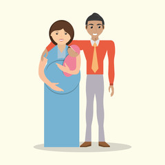 family couple pregnancy and baby vector illustration eps 10