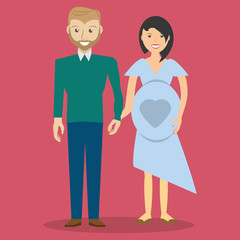 cute couple hand holding and pregnancy vector illustration esp 10