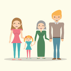 family couple grandma and daughter vector illustration eps 10