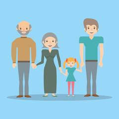 family dad with grandparents and girl vector illustration eps 10