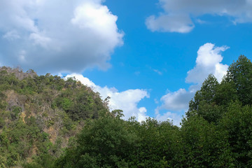 Mountain and blue sky.