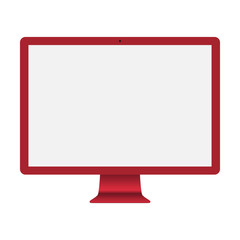 computer red color with blank screen isolated on white background. stock vector illustration eps10