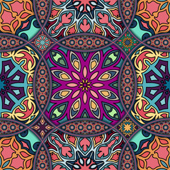 Ornate floral seamless texture, endless pattern with vintage mandala elements.