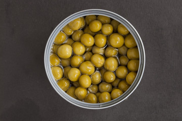 tin can with green peas
