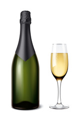 Champagne bottle with wineglass
