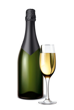 Champagne bottle with wineglass