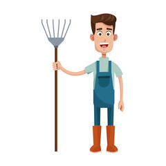 gardener man with garden tool icon over white background. colorful design. vector illustration