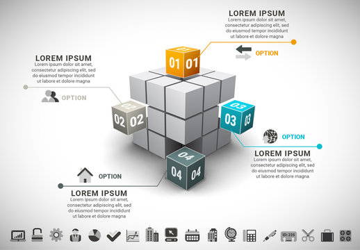 3D Block Cube Infographic