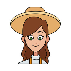 happy pretty woman wearing hat icon image vector illustration design 