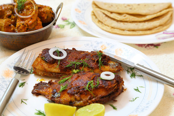 Tasty and spicy fish fry from Indian cuisine.