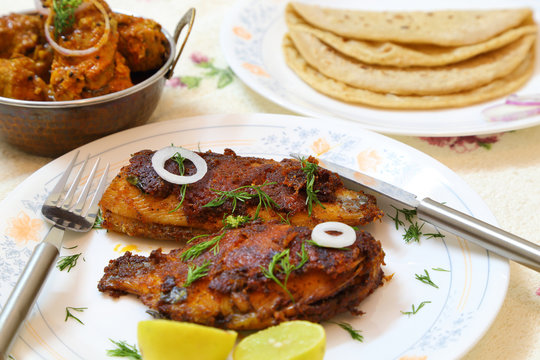 Tasty and spicy fish fry from Indian cuisine.