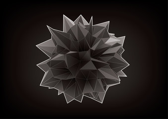 Polyhedron for graphic design on the black background.  Low-poly